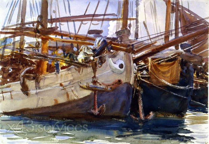 John Singer Sargent - Boote Venedig - Boats Venice 2